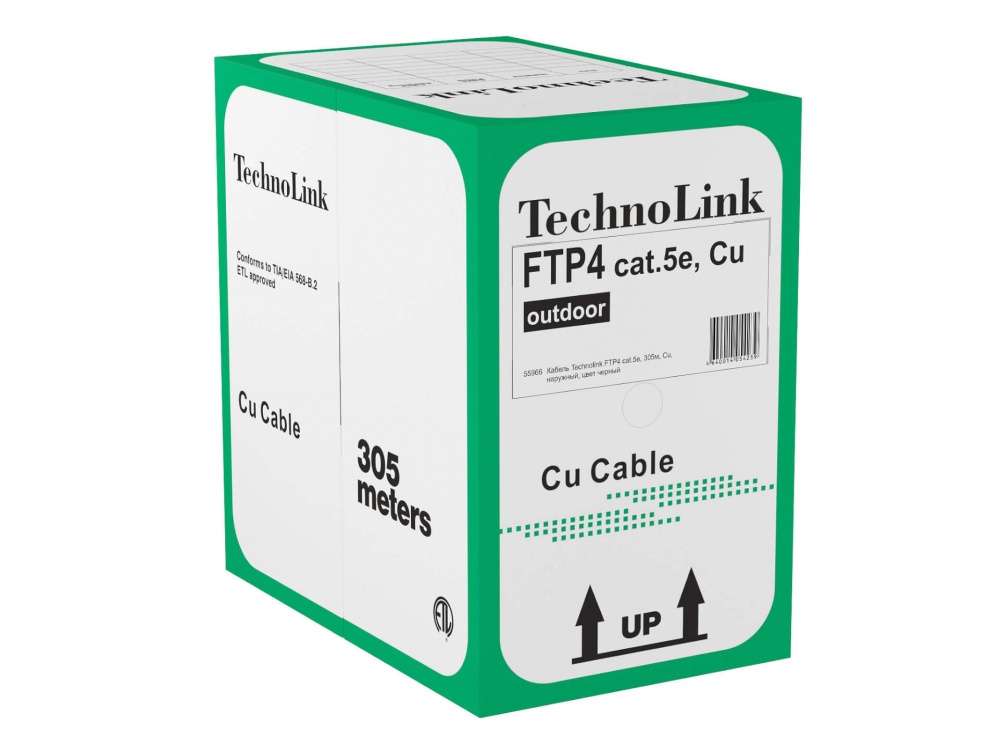 Кабель Technolink FTP4 cat.5e, одножильный, экранированный, 305м, Cu, для наружных работ_1