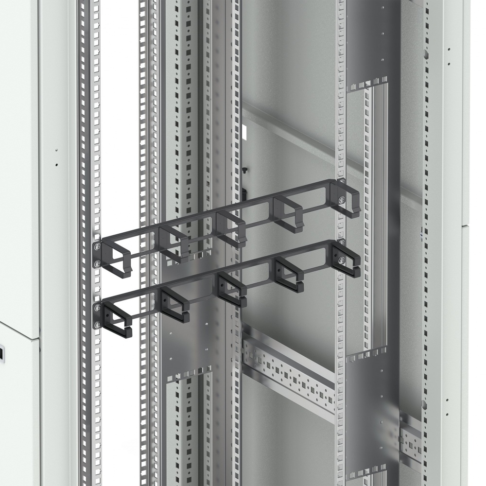 Горизонтальный кабельный организатор DANNMAN CO-1U-MR-RAL9005 металлические кольца, 1U, черный_1