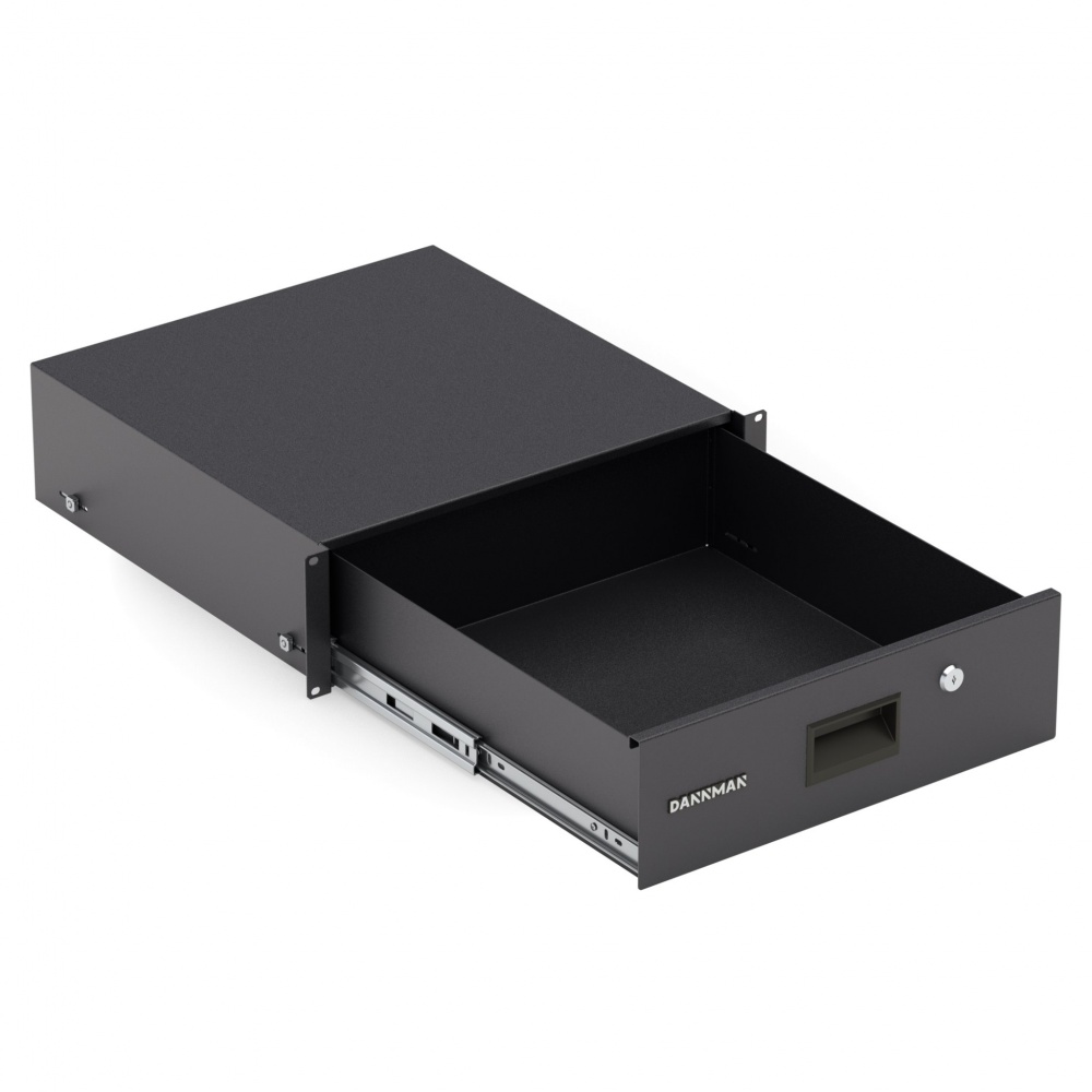 Полка (ящик) для документов DANNMAN DFD-2U-360-RAL9005, 2U, глубина 360 мм, черный_1