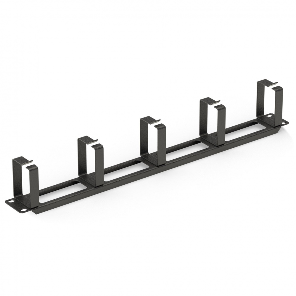 Горизонтальный кабельный организатор DANNMAN CO-1U-MR-RAL9005 металлические кольца, 1U, черный