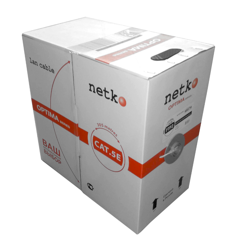 Кабель FTP2 cat.5е, одножильный, экранированный, 305м, Cu, серый, NETKO Optima Silver_4