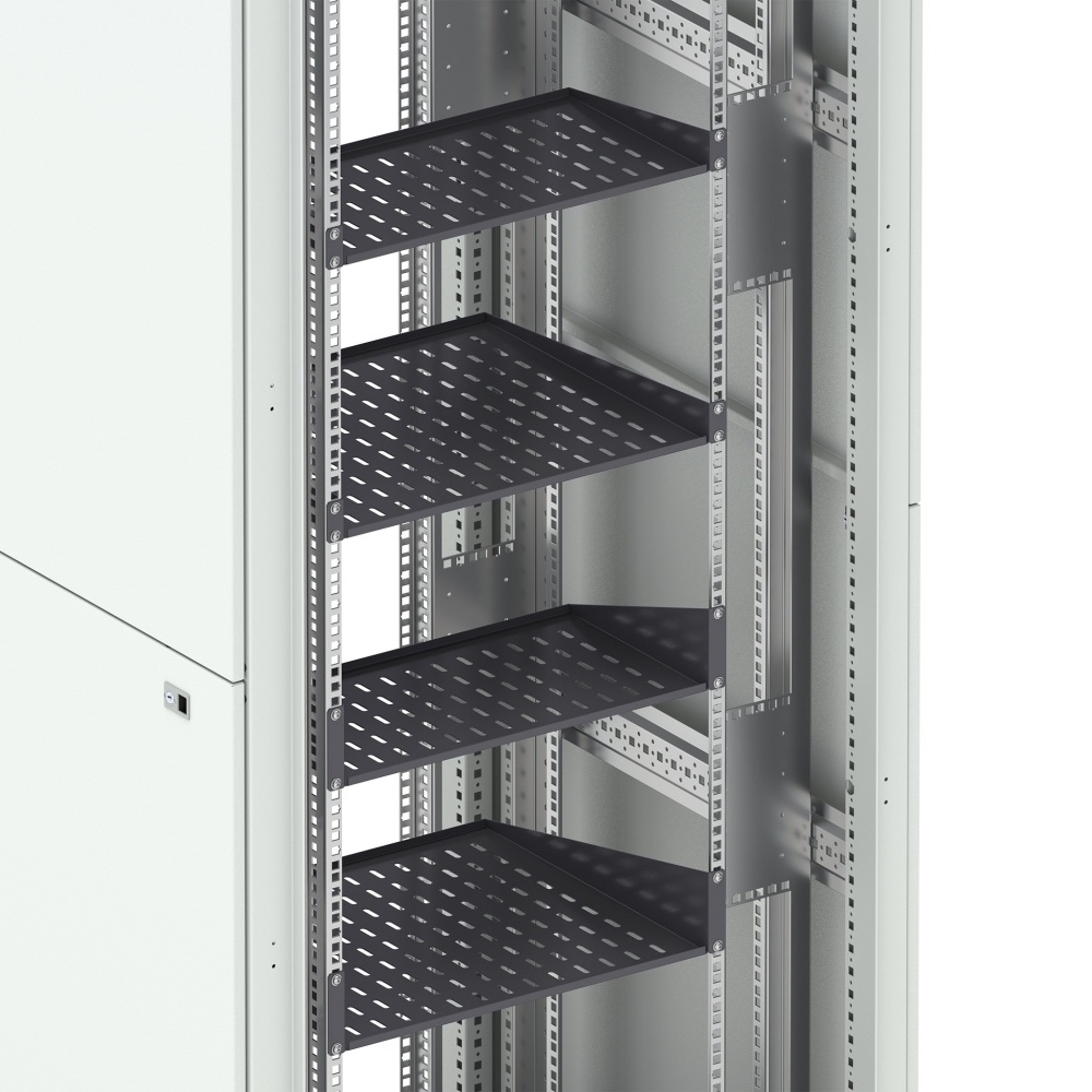 Полка консольная DANNMAN ASH-1U-250-RAL9005 до 10кг, 1U, 485х250мм, черная_1