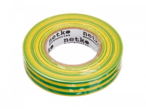 Изолента (лента изоляционная) 15мм х 20м, желто-зеленая, 10шт, NETKO Optima