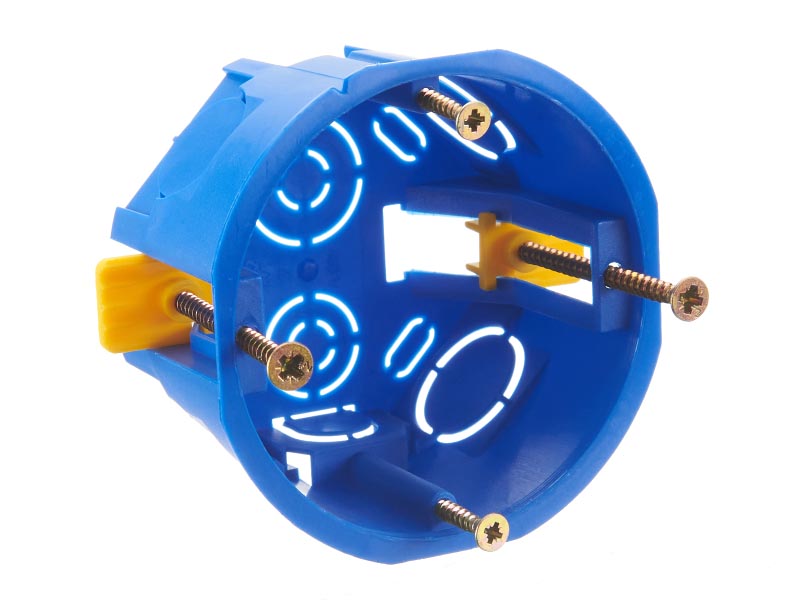 Коробка установочная приборная для полых стен с пластмассовыми лапками УПп 6845.1.2, синяя