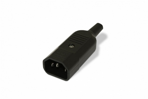 Hyperline CON-IEC320C14 Разъем IEC 60320 C14 220В 10A на кабель (плоские выступающие штыревые контакты в пластиковом обрамлении), прямой