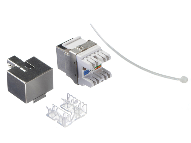 Модуль Keystone экранированный, RJ45, cat.5е, 180°, под инструмент, металлик_1