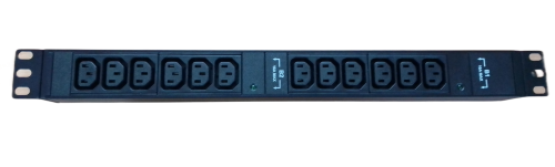 Блок розеток 19, 12 розеток IEC 60320 C13, индикатор напряжения, 32A, клеммная колодка_1