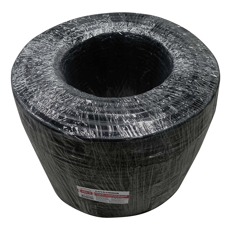 Кабель коаксиальный КВК-П, (CU, оплетка 80 нитей CCA) + кабель питания 2x0.75мм2 (CU, многожильный), черный (200м) NETKO Optima_2