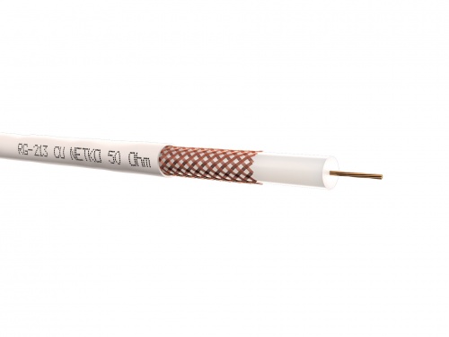 Кабель коаксиальный RG213, 50 Ом (CU, оплетка 144 нити CU), белый (100м) NETKO Optima