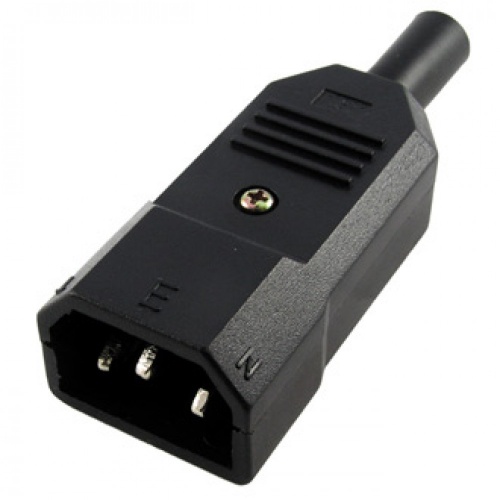 Разъем питания, гнездо IEC С14, на кабель, черный