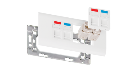 Вставка NIKOMAX, франц. формат Mosaic, 45x45мм, 2 порта, под модули Keystone, со шторками, белая-2