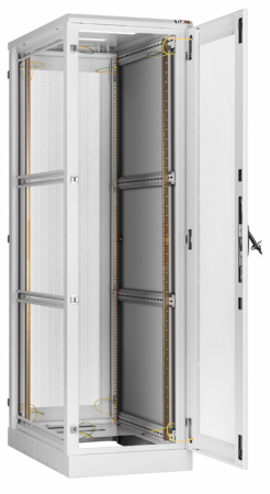 Напольный шкаф Classic 19",24U,перфор.двери,бок.цельнометалл.стенки,600х1280х1000,RAL7035-2