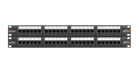 Коммутационная панель NIKOMAX 19", 2U, 48 портов, Кат.5e, неэкранированная, с органайзерами, черная-0