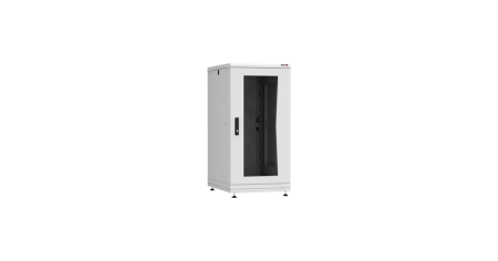 Напольный шкаф PRACTICAL, 19", 24U, стеклянная дверь, Ш600хВ1210хГ800мм, в разобранном виде, серый-0