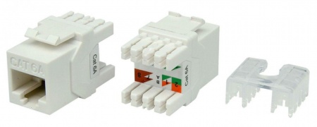 Вставка Keystone Jack RJ-45(8P8C), категория 6a (10G), тип 180 градусов, белая-0