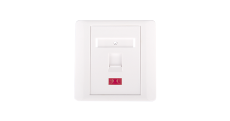 Настенная лицевая панель NETLAN под 1 модуль типа Keystone, с подрамником, со шторкой, белая.-0