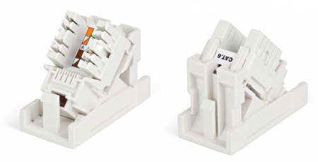 Розетка (вставка) 45x22,5 (аналог Mosaic) с наклонным модулем RJ-45 категории 6-0