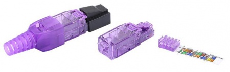 Коннектор RJ-45, Кат.6, самозажимной, для одножильного кабеля,фиолетовый,IDC-0