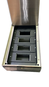 Напольный люк на 12 постов (45х45) вертикально, с крышкой из нержавеющей стали в уровень пола, с коробкой, IP40