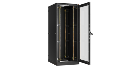 Напольный шкаф Classic 19",42U,стекл.дверь,бок.цельнометалл.стенки и зад.дверь,800х2060х800,RAL9005-2