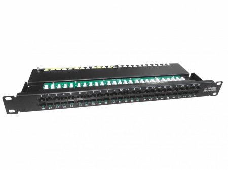 Патч-панель телефонная UTP, 19", 50 портов RJ45, cat.3, 1U, Krone Type, "SB"-0