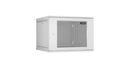 Настенный разборный шкаф Lite 19",9U,стекл.дверь,600х436х600мм,2 пары монтажных направл,RAL 7035-0