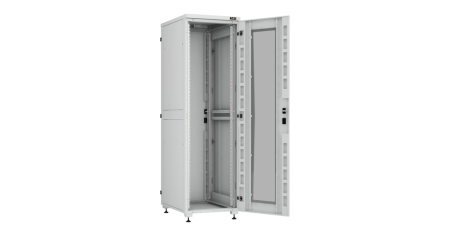 Напольный шкаф Lite 19",47U,стекл.дверь,мет.двухур.стенки,мет.задняя дверь,600х2264х800,RAL7035-3