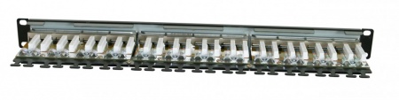 Патч-панель 19", 1U, 24 порта RJ-45 полн. экран., категория 6A, Dual IDC-2