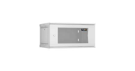 Настенный разборный шкаф Lite 19",6U,стекл.дверь,600х303х450мм,1 пара монтажных направл,RAL 7035-0