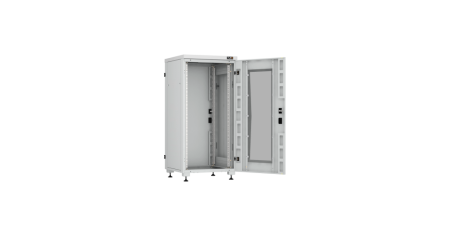 Напольный шкаф Lite 19",24U,стекл. дверь,цельнометаллич.стенки и задняя дверь,600х1241х600,RAL7035-2