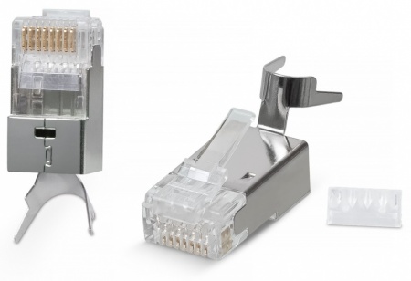 Коннектор RJ-45(8P8C) под витую пару, категория 6a/7/7a, экранированный, универсальный (для одножиль-0