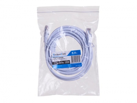Патч-корд Technolink UTP4 cat 5e, 5,0м, ВС, LSZH, белый, литой коннектор-1