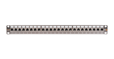Коммутационная панель NIKOMAX 19", 1U, 24 порта, Кат.6a, полный экран, с органайзером, металлик-0
