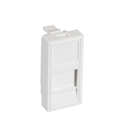 Вставка NETLAN типа Mosaic 22,5x45мм, 1 порт, под модули-вставки типа Keystone, со шторкой, белая.-0