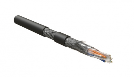 Витая пара,SF/UTP,кат.6,4 пары(23AWG),одножил, общий экран-фольга и оплетка,-30°C-+50°C,PE,черн,500-0