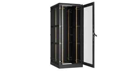 Напольный шкаф Classic 19",42U,стекл.дверь,бок.цельнометалл.стенки и зад.дверь,600х2060х800,RAL9005-2