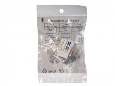 Модуль Keystone неэкранированный, RJ45, cat.5e, 90°, 110/Krone тип, универсальный, белый-2