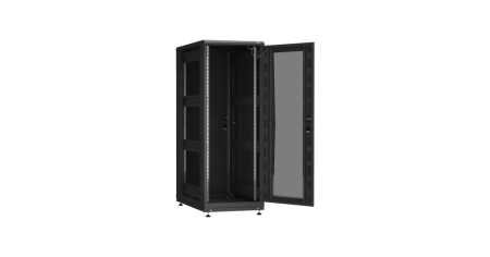 Напольный шкаф PRACTICAL, 19", 33U, стеклянная дверь, Ш600хВ1610хГ600мм, в разобранном виде, черный-1