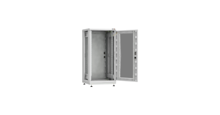 Напольный шкаф PRACTICAL, 19", 24U, стеклянная дверь, Ш600хВ1210хГ600мм, в разобранном виде, серый-1