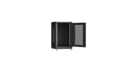 Напольный шкаф PRACTICAL, 19", 18U, стеклянная дверь, Ш600хВ943хГ600мм, в разобранном виде, черный-1