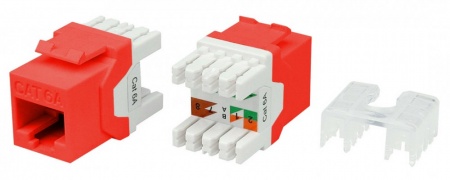 Вставка Keystone Jack RJ-45(8P8C), категория 6a (10G), тип 180 градусов, красная-0