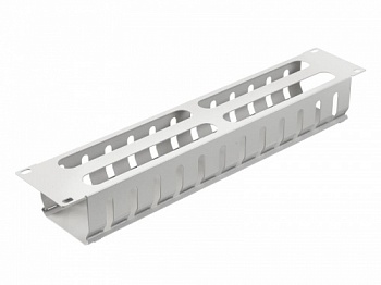 Кабельный органайзер 19, 2U, металлический, с металл. крышкой, металл. кольца, серый SB