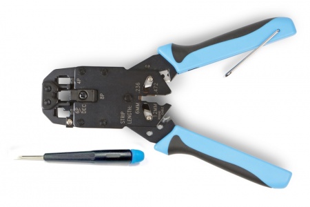 Инструмент обжимной для RJ-45, RJ-12, RJ-11 (8P8C, 6P6C, 6P4C, 4P4C), профессиональный-0