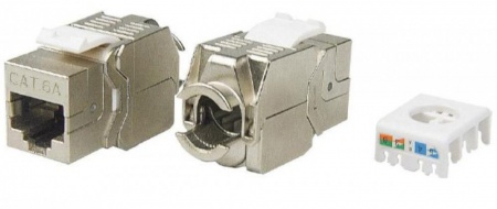 Вставка Keystone Jack RJ-45(8P8C), категория 6a (10G), экранир., тип 180 градусов, Toolless, белая-0