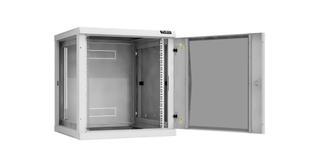 Настенный разборный шкаф Classic 19",12U,стекл.дверь,600х636х600мм,2 пары монтажных направл,RAL 7035-1