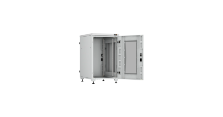 Напольный шкаф Lite 19",18U,стекл. дверь,цельнометаллич.стенки и задняя дверь,600х974х800,RAL7035-2