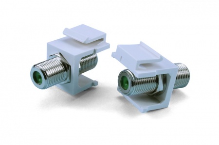 Вставка формата Keystone Jack с проходным адаптером F-типа, nickel plated, 3ГГц, ROHS, белая-0