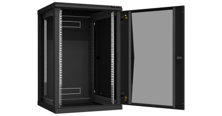 Настенный разборный шкаф Classic 19",18U,стекл.дверь,600х904х600мм,2 пары монтажных направл,RAL9004-2