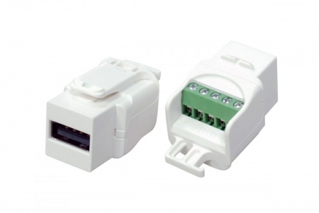 Вставка формата Keystone Jack USB 2.0 (Type A) под винт, ROHS, белая-0