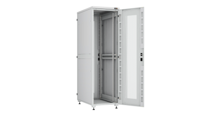 Напольный шкаф Lite 19",42U,перфор.двери,боковые цельномет.двухур.стенки,замки,600х2042х1000,RAL7035-3